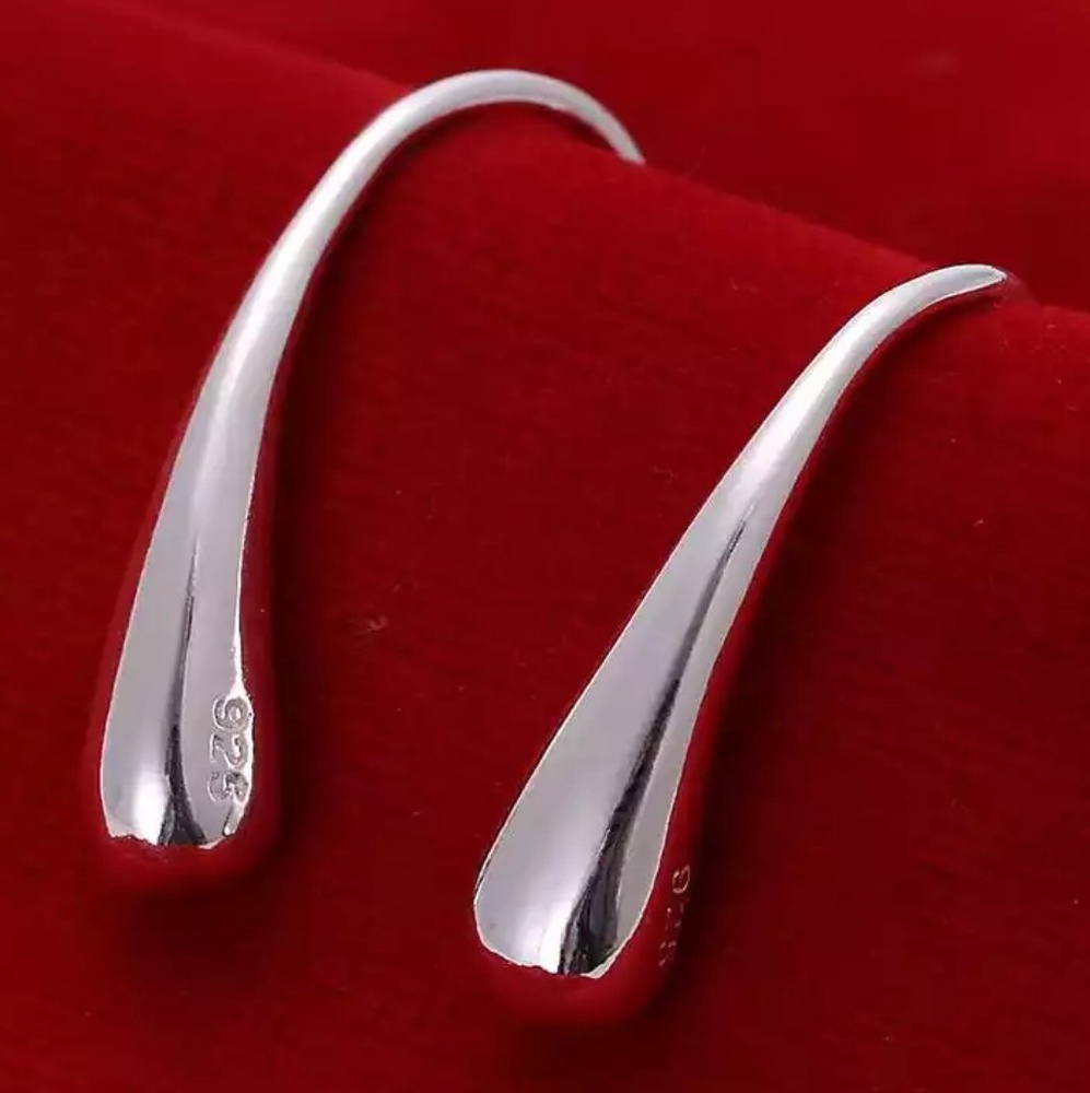 .925 Sterling Silver Copper Teardrop Huggie - Picture 4 of 5